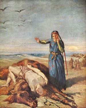 «Молодая казачка возле тела Мазепы, привязанного к лошади». Теодор Шассерио.