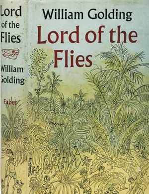 Обложка первого оригинального британского издания романа «Повелитель мух». Источник https://upload.wikimedia.org/.