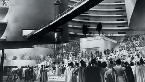 Кадр из фильма «Облик грядущего» (англ. H.G.Wells’ Things to Come), снятого по сценарию Герберта Уэллса на основе его одноимённой публицистической книги в 1936 году.